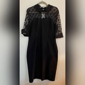 Belle Pogue Dress Women’s 2X Black Midi Sheer Stretch Whimsigoth Cocktail *Read*